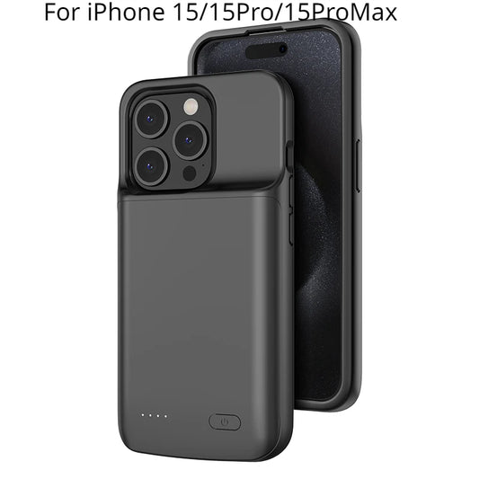 Battery Charger Case for iPhone 15 Pro Max - External Power Bank Cover for iPhone 15 Pro and 15 Plus